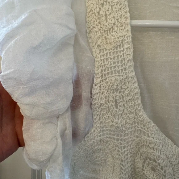 NWT Poetry Cream & White Crochet Accent Blouse - Picture 4 of 5